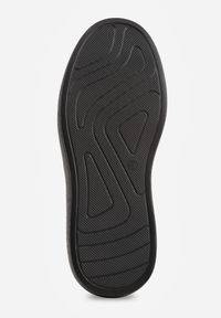 Born2be - Czarne Skórzane Sneakersy na Grubej Podeszwie Ozdobione Paskami i Perforacją Wiefia. Okazja: na co dzień. Zapięcie: pasek. Kolor: czarny. Materiał: skóra. Wzór: aplikacja #7