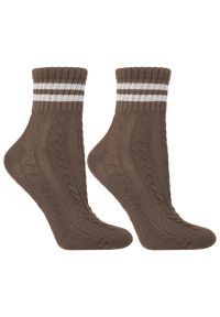 Mix Kolor Damskie Skarpetki Moraj 3 Pary. Kolor: beżowy. Materiał: materiał. Wzór: ażurowy, aplikacja, ze splotem #2