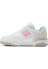 Buty dziecięce New Balance PSB550EP – białe. Kolor: biały. Materiał: skóra. Szerokość cholewki: normalna #4