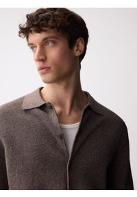 Reserved - Bawełniany kardigan - ciemnobrązowy. Kolor: brązowy. Materiał: bawełna #1