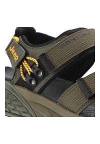 Zielone Sandały Jeep Modne Obuwie Męskie. Zapięcie: rzepy. Kolor: zielony. Materiał: materiał. Wzór: paski. Styl: street, elegancki #7