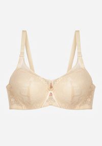Renee - Beżowy Koronkowy Biustonosz Ozdobiony Przezroczystą Wstawką Acalinai. Kolor: beżowy. Materiał: koronka. Rodzaj stanika: przezroczysty. Wzór: aplikacja #5