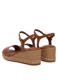 TOMMY HILFIGER - Tommy Hilfiger Espadryle Th Monogram Leather Wedge Espadrilles FW0FW09340 Brązowy. Kolor: brązowy. Materiał: skóra #3