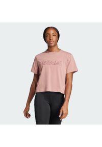 Adidas - Koszulka Terrex Graphic. Kolor: różowy. Materiał: bawełna