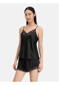 Dorina Koszulka piżamowa Pure Silk DCCA0001SK002 Czarny Regular Fit. Kolor: czarny. Materiał: jedwab