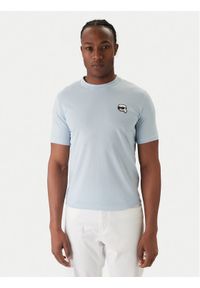 Karl Lagerfeld - KARL LAGERFELD T-Shirt 755710 561224 Błękitny Regular Fit. Typ kołnierza: dekolt w karo. Kolor: niebieski. Materiał: bawełna #1