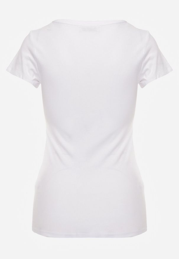 Born2be - Biały T-shirt Gathanthei. Okazja: do domu, na co dzień. Kolor: biały. Materiał: jeans, bawełna, dresówka, dzianina. Długość rękawa: krótki rękaw. Długość: krótkie. Wzór: gładki. Styl: sportowy, klasyczny, casual