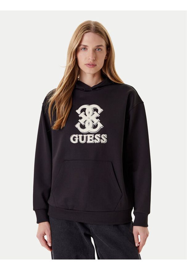 Guess Bluza V5YQ01 KCX22 Czarny Regular Fit. Kolor: czarny. Materiał: syntetyk