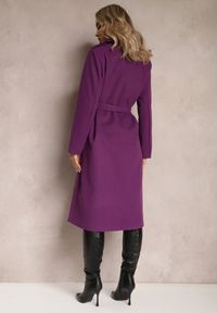 Renee - Fioletowy Taliowany Płaszcz z Wiązanym Paskiem Seraphique. Kolor: fioletowy. Materiał: materiał #3