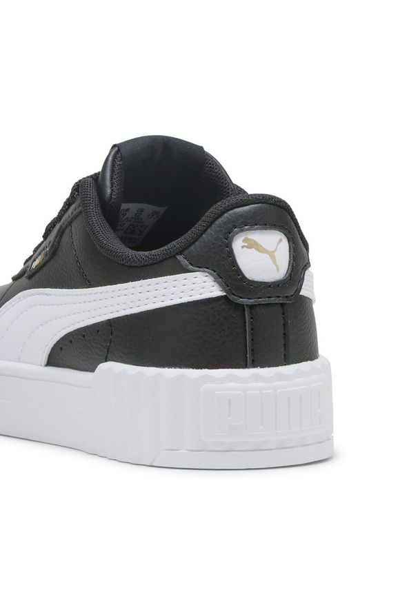 Puma - Dziecięce sneakersy Carina 3.0 PUMA Black White Gold. Okazja: na uczelnię. Kolor: czarny, biały, wielokolorowy, żółty. Materiał: syntetyk, tkanina. Sport: joga i pilates
