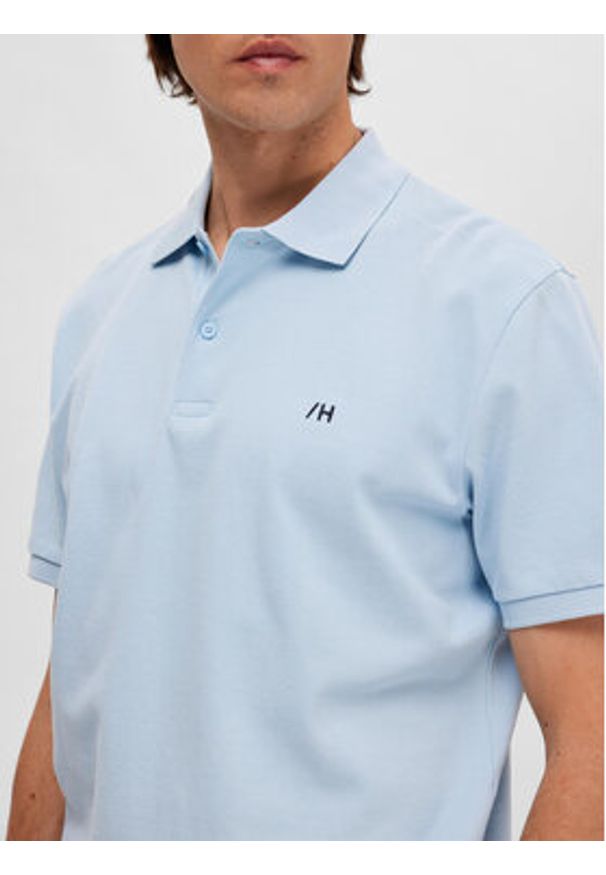 Selected Homme Polo 16087839 Błękitny Regular Fit. Typ kołnierza: polo. Kolor: niebieski. Materiał: bawełna