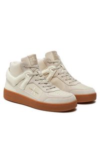 Calvin Klein Jeans Sneakersy Basket Cup Mid Laceup Lth Ml Mtr YM0YM00995 Écru