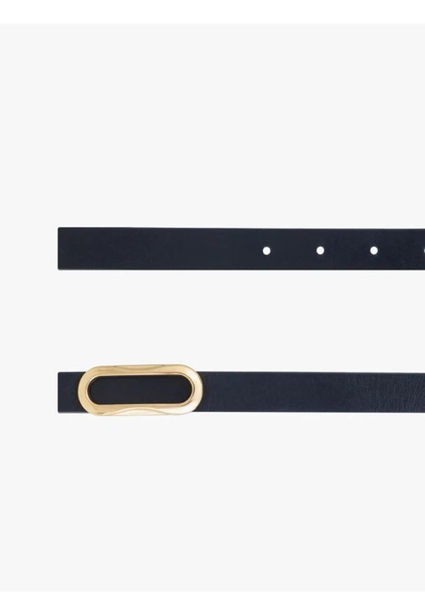 Ryłko - Granatowy pasek ze skóry licowej. Kolor: niebieski. Materiał: skóra