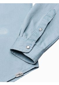 Ombre Clothing - Koszula męska z długim rękawem K567 - jasnoniebieska - XL. Kolor: niebieski. Materiał: jeans, bawełna. Długość rękawa: długi rękaw. Długość: długie. Styl: klasyczny #8