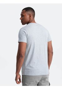 Ombre Clothing - Męski klasyczny bawełniany T-shirt BASIC - szary melanż V5 OM-TSBS-0146 - XXL. Okazja: na co dzień. Kolor: szary. Materiał: bawełna. Wzór: melanż. Styl: klasyczny #3