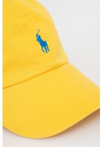 Polo Ralph Lauren czapka bawełniana 710667709080 kolor żółty z aplikacją. Kolor: żółty. Materiał: bawełna. Wzór: aplikacja #3