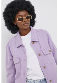 Brave Soul kurtka sztruksowa kolor fioletowy przejściowa. Kolor: fioletowy. Materiał: sztruks. Wzór: gładki #4