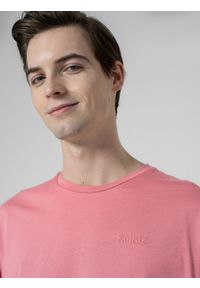 outhorn - T-shirt oversize z haftem męski - różowy. Okazja: na co dzień. Kolor: różowy. Materiał: bawełna, dzianina. Wzór: haft. Styl: casual #3