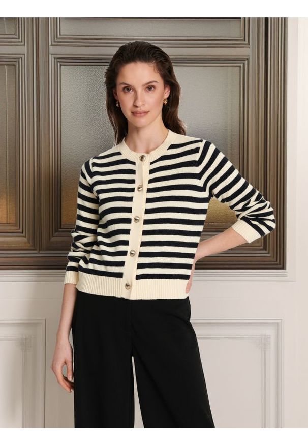 Sinsay - Kardigan w paski - wielobarwny. Materiał: bawełna. Wzór: paski