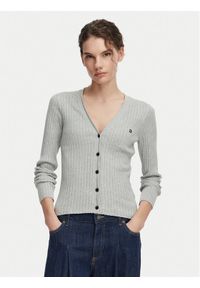 Calvin Klein Jeans Kardigan LV047G339G Szary jasny Slim Fit. Kolor: szary. Materiał: bawełna #1