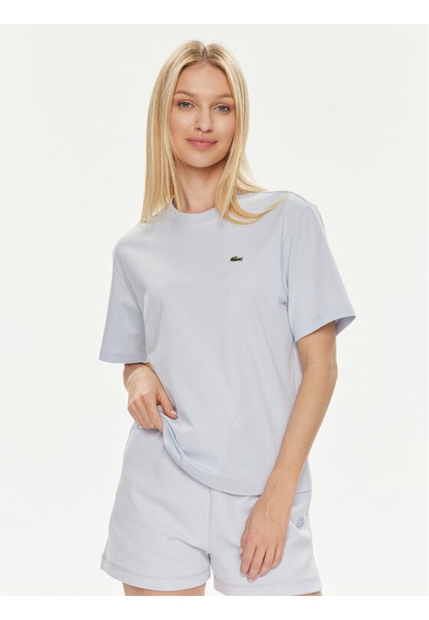 Lacoste T-Shirt TF7215 Błękitny Loose Fit. Kolor: niebieski. Materiał: bawełna