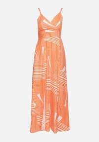 Born2be - Pomarańczowa Sukienka z Kopertowym Dekoltem na Regulowanych Ramiączkach z Rozcięciami Jatila. Okazja: na co dzień. Typ kołnierza: dekolt kopertowy. Kolor: pomarańczowy. Długość rękawa: na ramiączkach. Typ sukienki: kopertowe. Styl: casual #4