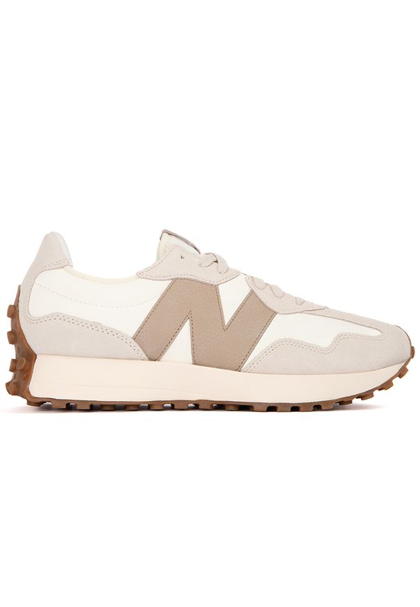 Buty unisex New Balance U327LZ – beżowe. Okazja: na co dzień. Kolor: beżowy. Materiał: skóra, zamsz, materiał, guma. Szerokość cholewki: normalna