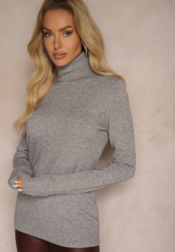 Renee - Szary Golf Sweterkowy z Domieszką Kaszmiru Zaivanna. Okazja: na co dzień, do pracy, na spacer, na spotkanie biznesowe. Typ kołnierza: golf. Kolor: szary. Materiał: kaszmir. Sezon: jesień. Styl: casual, elegancki, biznesowy, klasyczny