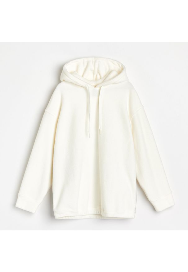 Reserved - Polarowa bluza z nadrukiem - Biały. Kolor: biały. Materiał: polar. Wzór: nadruk