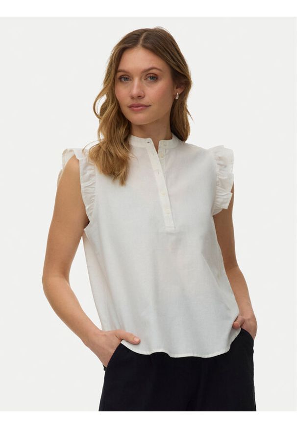 Vero Moda Bluzka Selma 10345667 Biały Regular Fit. Kolor: biały. Materiał: bawełna