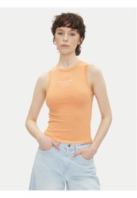 Pepe Jeans Top Viv PL506032 Pomarańczowy Slim Fit. Kolor: pomarańczowy. Materiał: bawełna