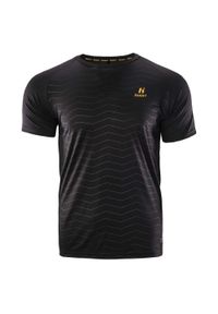 Huari - Męska Koszulka Z Logo Monteros. Kolor: czarny, wielokolorowy, żółty. Sport: turystyka piesza