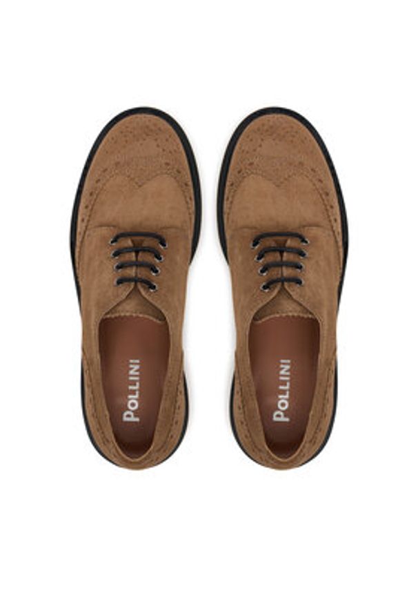 Pollini Oxfordy SA10273G1NTF0135 Brązowy. Kolor: brązowy. Materiał: zamsz, skóra