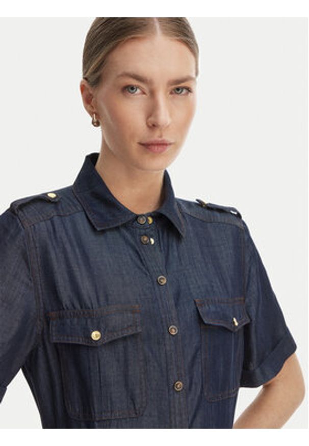 Marciano Guess Sukienka koszulowa G6GK60 D1056 Granatowy Classic Fit. Kolor: niebieski. Materiał: lyocell. Typ sukienki: koszulowe