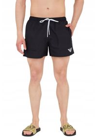 Emporio Armani - EMPORIO ARMANI Czarne męskie kąpielówki De bain logo brodé, Rozmiar 52. Kolor: czarny #4