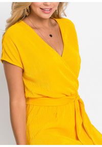 Sukienka shirtowa plisowana bonprix żółty szafranowy. Kolor: żółty #2