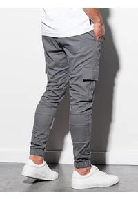 Ombre Clothing - Spodnie męskie joggery P1000 - szare - XXL. Kolor: szary. Materiał: bawełna, elastan #4