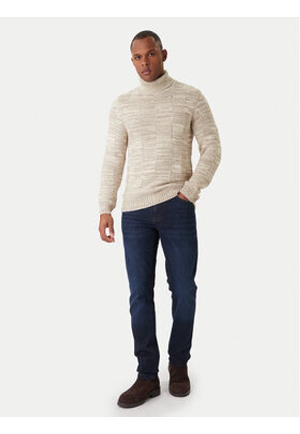 JOOP! Jeans Golf Milsom 30047472 Beżowy Modern Fit. Typ kołnierza: golf. Kolor: beżowy. Materiał: bawełna