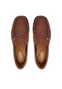 TOMMY HILFIGER - Tommy Hilfiger Lordsy Th Square Toe Leather Loafer FW0FW08977 Brązowy. Kolor: brązowy. Materiał: skóra