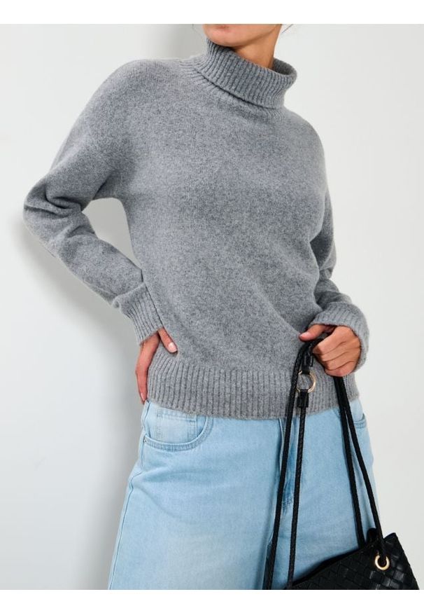 Sinsay - Sweter ze stójką - szary. Typ kołnierza: kołnierzyk stójkowy. Kolor: szary