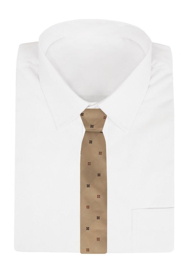 Męski Krawat - Lekki, Jasny Brąz - Alties. Kolor: beżowy, wielokolorowy, brązowy. Materiał: tkanina. Styl: elegancki, wizytowy