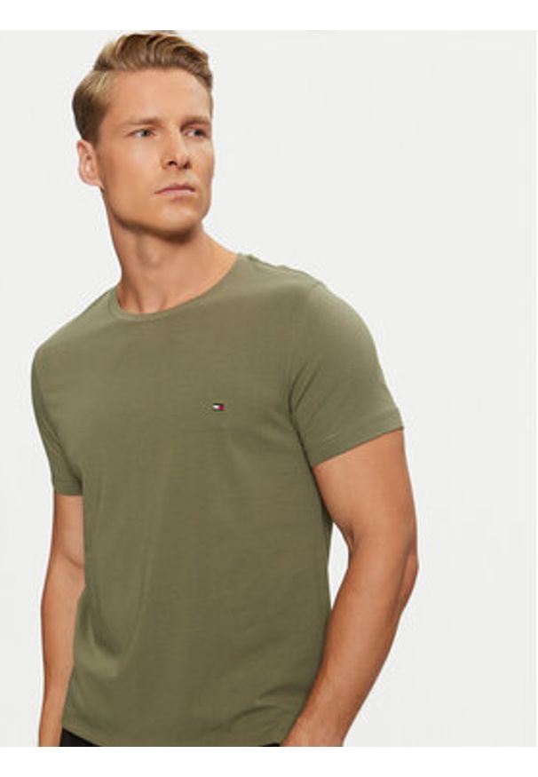TOMMY HILFIGER - Tommy Hilfiger T-Shirt MW0MW10800 Zielony Slim Fit. Kolor: zielony. Materiał: bawełna