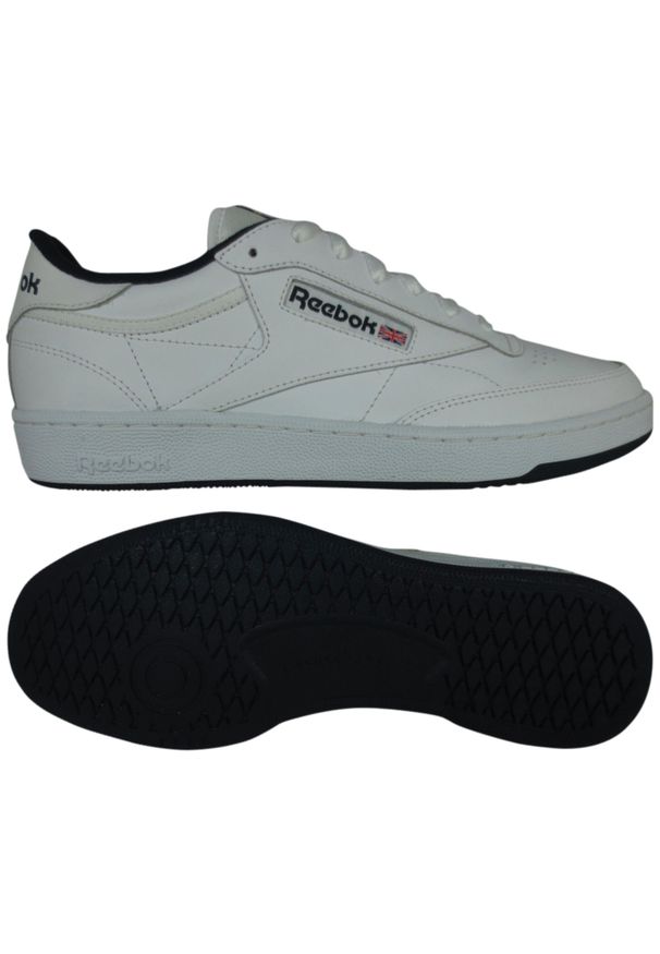 Trenerzy Reebok Club C85. Kolor: wielokolorowy, niebieski, biały. Materiał: skóra. Szerokość cholewki: normalna. Model: Reebok Club. Sport: turystyka piesza