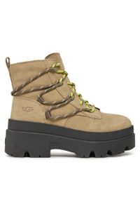 Ugg Botki W Brisbane Lace Up 1143841 Beżowy. Kolor: beżowy. Materiał: zamsz, skóra