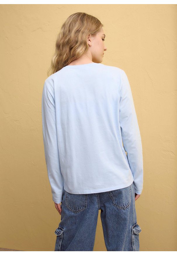 bonprix - Koszulka z długim rękawem z motywem Hello Kitty, z czystej bawełny. Kolor: niebieski. Materiał: bawełna. Długość rękawa: długi rękaw. Długość: długie. Wzór: motyw z bajki