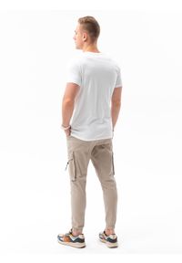 Ombre Clothing - T-shirt męski z nadrukiem - biały V-10A S1434 - XXL. Kolor: biały. Materiał: bawełna. Wzór: nadruk. Styl: klasyczny #5