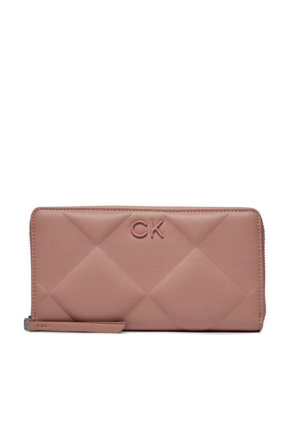 Calvin Klein Duży Portfel Damski Re-Lock Quilt Za Wallet Lg K60K610774 Różowy. Kolor: różowy. Materiał: skóra