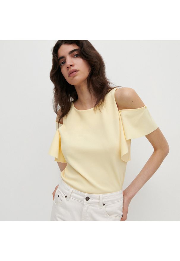 Reserved - Dzianinowa bluzka - Żółty. Kolor: żółty. Materiał: dzianina
