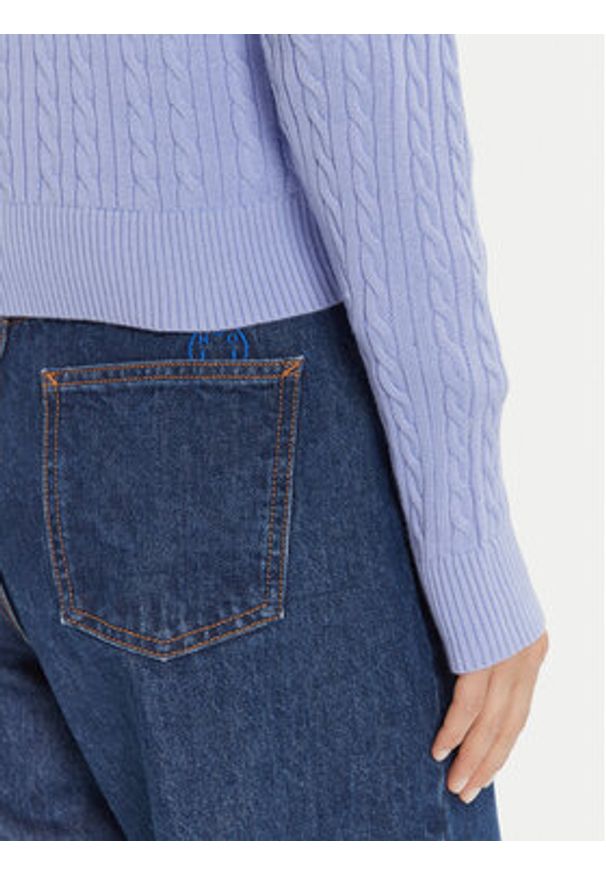 Tommy Jeans Sweter Cable Essential DW0DW22165 Niebieski Regular Fit. Kolor: niebieski. Materiał: bawełna