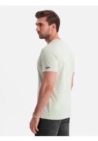 Ombre Clothing - T-shirt męski z ozdobnym efektem confetti - zielony V4 OM-TSCT-0178 - XXL. Okazja: na co dzień. Kolor: zielony. Materiał: bawełna. Wzór: jednolity. Styl: casual #4
